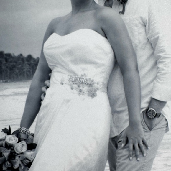 Justin Alexander ivory wedding dress belt - Picture 4 of 5